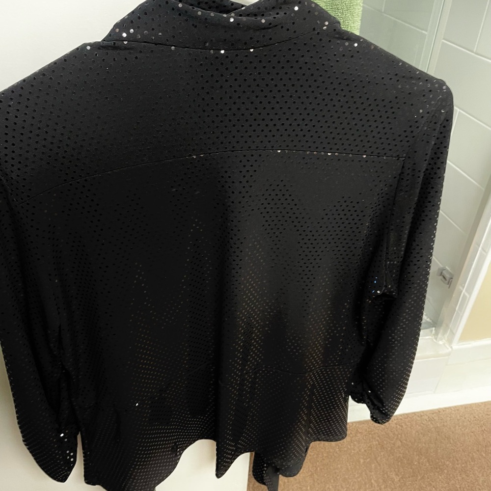 NWOT Clara Sun Woo -Shimmer dressy draped black cardigan sweater- unworn - - Picture 3 of 5